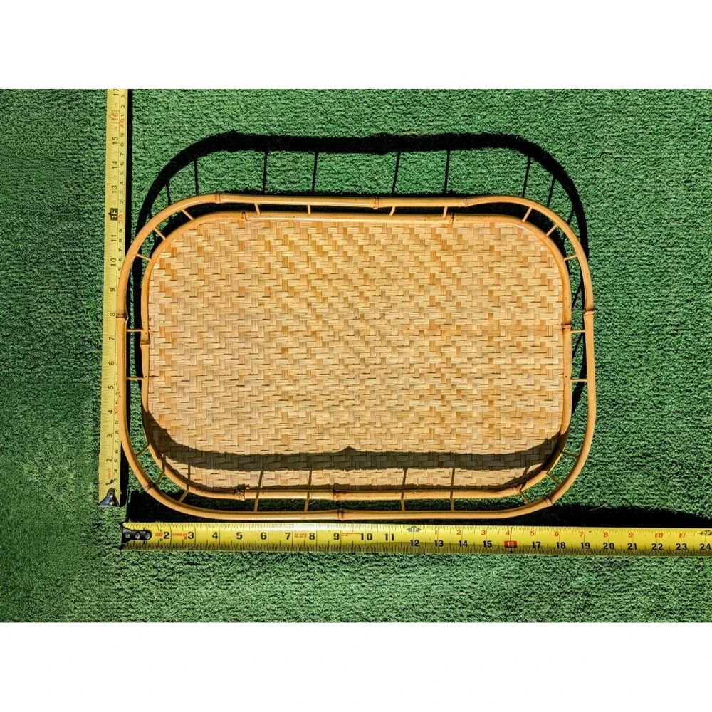 Vintage Woven Bamboo Rattan Wicker Tiki Bar Lap Pier 1 Serving Tray 19